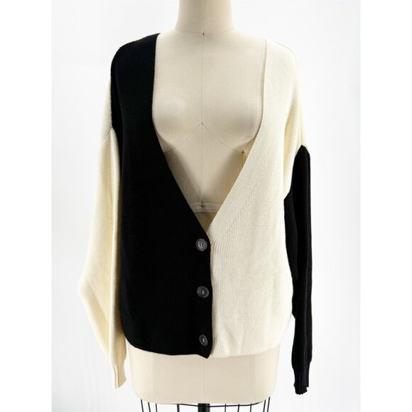 Color Block V-Neck Knit Cardigan Sweater by diarte . M - Picture 11 of 11